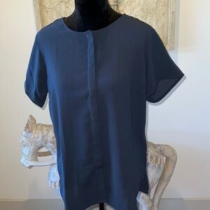 Devon & Jones navy blue shirt sleeve top blouse new